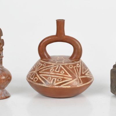 Sale Photo Thumbnail #124: Three Pre-Columbian Earthenware Stirrup Vessels