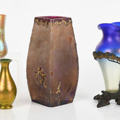Sale Photo Thumbnail #378: Four Art Glass Vases