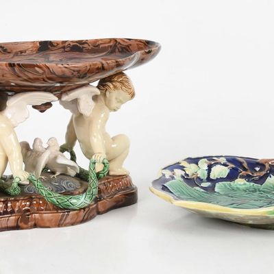 Sale Photo Thumbnail #402: Two Pieces of English Majolica Tableware, 19th Century