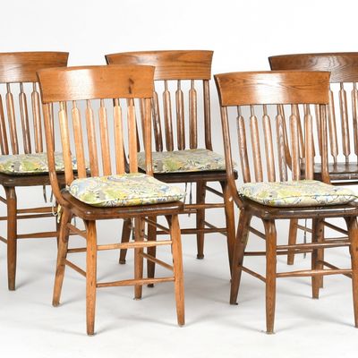 Sale Photo Thumbnail #122: A Set of Five Oak Side Chairs, I. H. Wisler & Son, Philadelphia, Late 19th/ Early 20th Century