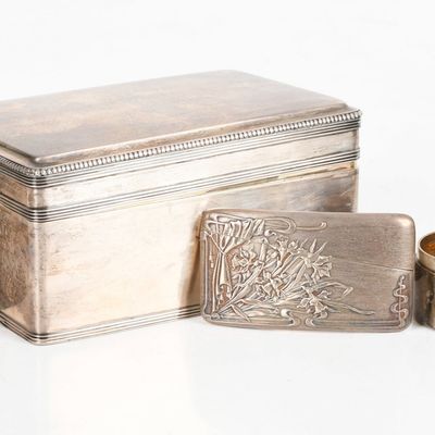 Sale Photo Thumbnail #439: A Group of Small Silver Objects, Boxes, Etc...
