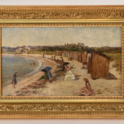 D. Jerome Elwell (American, 1857-1912), Beach Scene, 1885