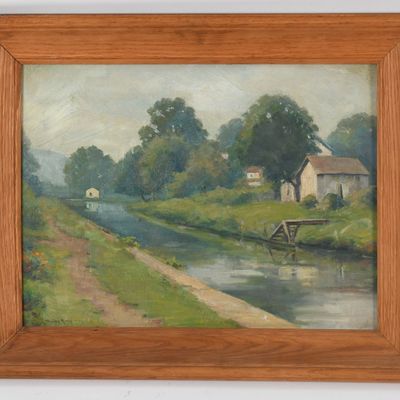 Sale Photo Thumbnail #276: Minna Bird (American, 20th Century), New England Canal Scene