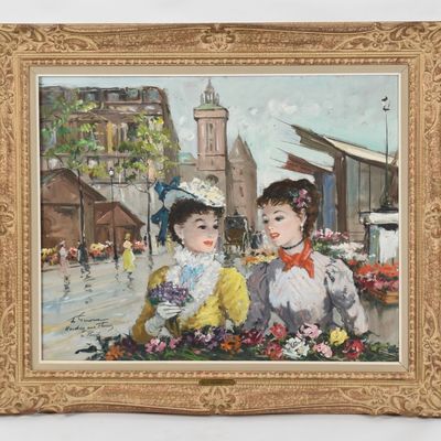 Sale Photo Thumbnail #252: Francois Gerome (French, b. 1895) Two Parisian Women