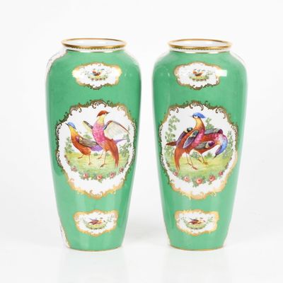 Sale Photo Thumbnail #350: A Pair of Austrian Decorated Porcelain Vases, Late 19th/ Early 20th Century