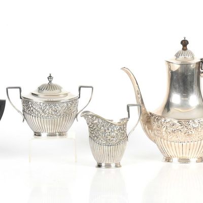 Sale Photo Thumbnail #446: A Silver Plate Five-Piece Tea and Coffee Set, Tiffany & Co. Makers, Late 20th Century