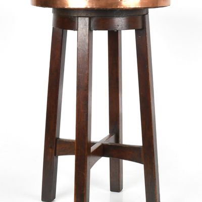 Sale Photo Thumbnail #397: L. & J.G. Stickley Oak and Copper-Top Stand, c. 1912-1917