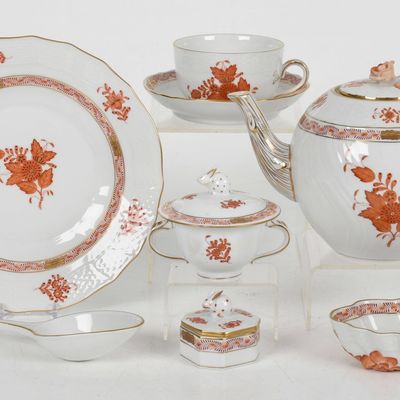 Herend, Chinese Bouquet Rust, Partial Tea Service