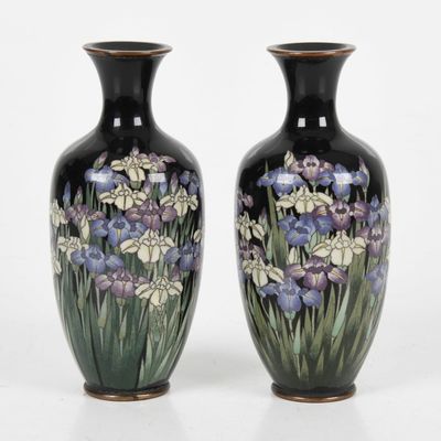 Sale Photo Thumbnail #199: A Pair of Small Japanese Cloisonne Vases