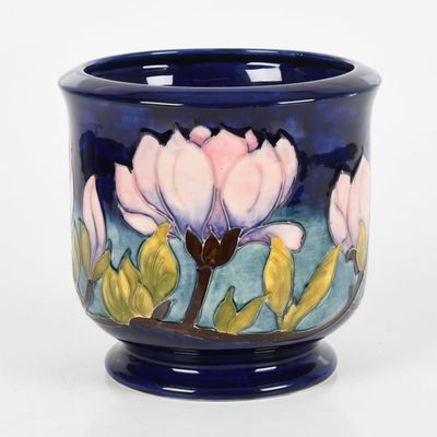 Sale Photo Thumbnail #390: A William Moorcroft Pottery Magnolia Jardiniere, Second Half 20th Century