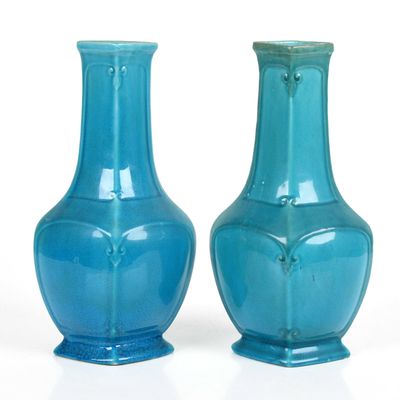 Sale Photo Thumbnail #165: A Pair of Chinese Turquoise Crackle Glaze Vases, c. 1900