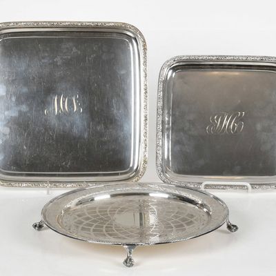 Sale Photo Thumbnail #448: Three Silver Plate Trays, 19th/ 20th Century