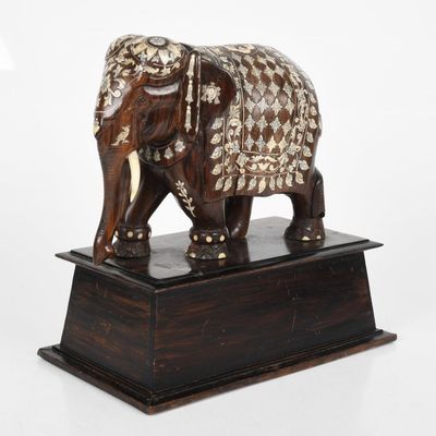 Sale Photo Thumbnail #180: An Indian Inlaid Rosewood Elephant