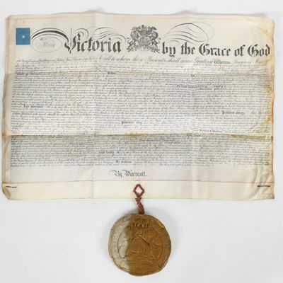 Sale Photo Thumbnail #218: A Queen Victoria 1875 Patent Letter for Thaddeus Hyatt