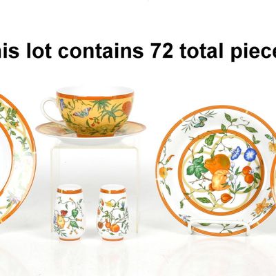 A Group of Assorted Hermes "La Siesta" Porcelain Dinnerware