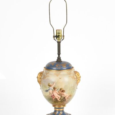 A 19th Century Sevres Type Porcelain Urn Mounted as a Lamp