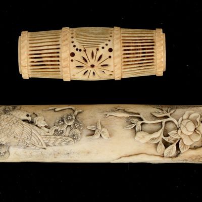 Sale Photo Thumbnail #179: Two Asian Bone Carvings