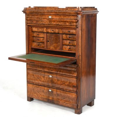 Sale Photo Thumbnail #106: A North European Figured Walnut Biedermeier Secretaire a Abattant, c. 1830