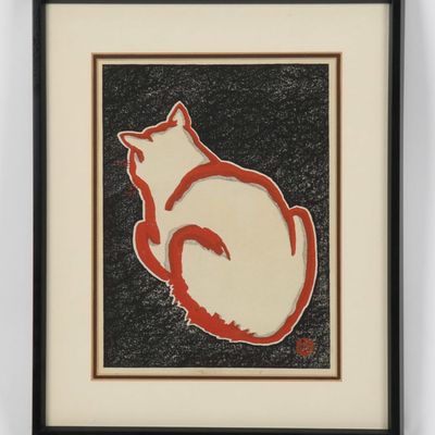 Sale Photo Thumbnail #182: Hasagawa Sadanobu IV (Japanese, 1914-1999), "White Cat"