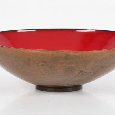 Sale Photo Thumbnail #386: An Arts and Crafts Enameled Copper Bowl