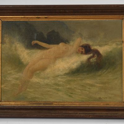 Sale Photo Thumbnail #281: Arthur Vidal Diehl (American, 1870-1929), Nude on the Waves, 1914