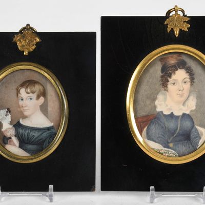 Sale Photo Thumbnail #294: American School (19th Century), Two Watercolor Portrait Miniatures