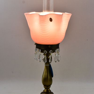 FENTON LILAC CASED GLASS 'HANDKERCHIEF' LAMP
