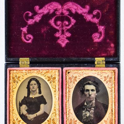 DUAL AMBROTYPE PORTRAITS; LITTLEFIELD, PARSONS & COMPANY CASE