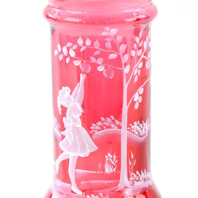 FENTON MARY GREGORY CRANBERRY PILLAR VASE
