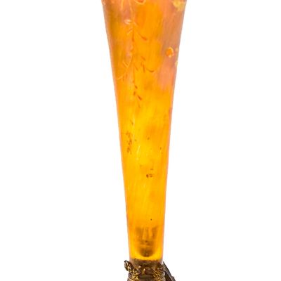 VICTORIAN AMBER GLASS SINGLE TRUMPET VASE
