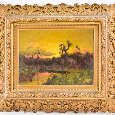 FRANKLIN DE HAVEN 'SUNSET LANDSCAPE' OIL PAINTING