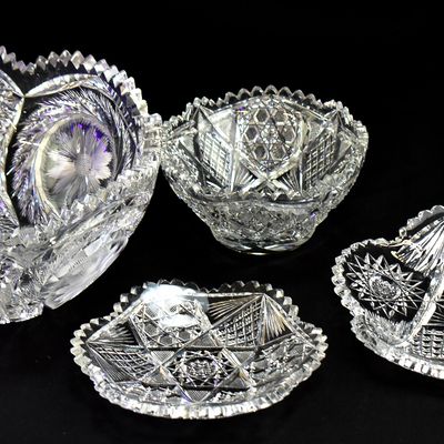 AMERICAN BRILLIANT PERIOD GLASS DISHES AND BOWLS