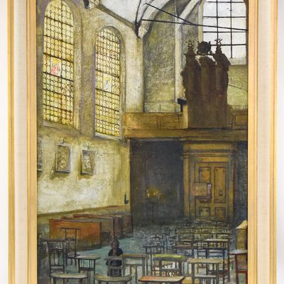 HENRI OTTEVAERE "CHURCH SCENE" OIL PAINTING