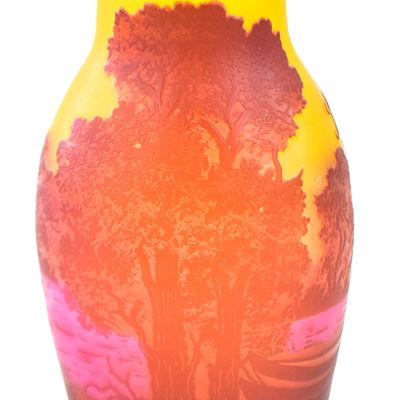 EMILE GALLE-STYLE LANDSCAPE CAMEO GLASS VASE