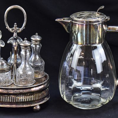 EISENBERG-LOZANO CARAFE AND VICTORIAN CRUET SET