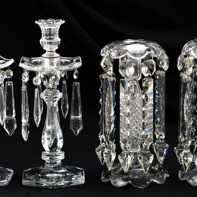 VICTORIAN CUT GLASS MANTEL LUSTRES