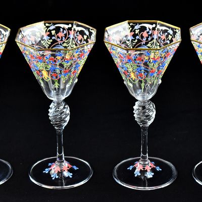 FOUR SALVIATI & MOSER (ATTR.) VENETIAN GLASS GOBLETS