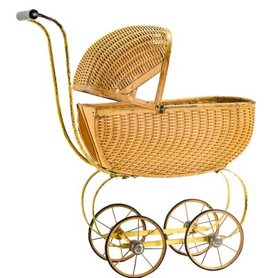 VICTORIAN STYLE WICKER BABY DOLL PRAM
