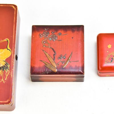 THREE JAPANESE LACQUERED WOOD BOXES