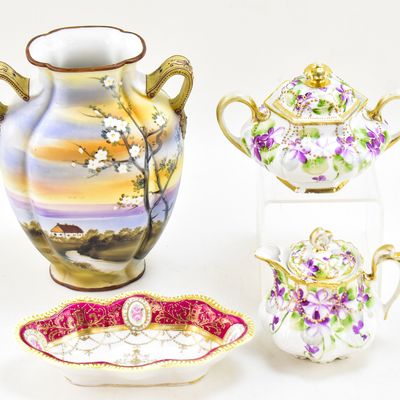 ASSORTMENT OF HAND-PAINTED NIPPON PORCELAIN