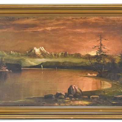 "OLYMPIC PENINSULA AT SUNSET" LANDSCAPE OIL PAINTING