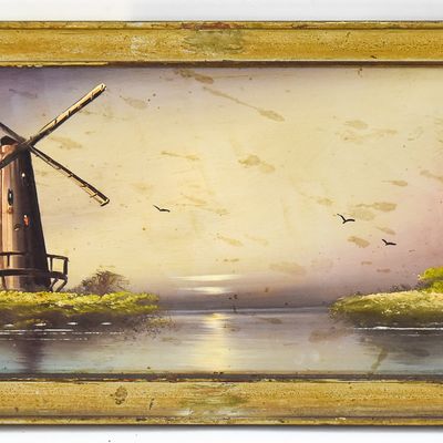 HARRY LEONARD LOPP 'WINDMILL AT SUNSET' OIL PAINTING