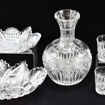 AMERICAN BRILLIANT PERIOD CUT GLASS ASSORTMENT: LIBBEY, PITKIN & BROOKS
