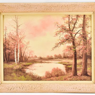 MINNIE WONSMOS "LAKESIDE AUTUMN LANDSCAPE" OIL PAINTING