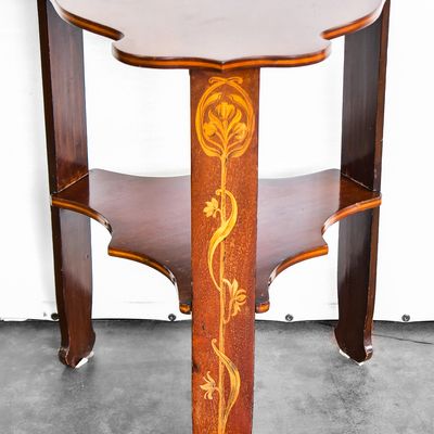 FRENCH ART NOUVEAU SCHOOL OF NANCY STYLE WALNUT PEDESTAL TABLE