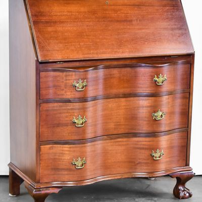 CHIPPENDALE REVIVAL STYLE SLANT-FRONT SECRETARY DESK