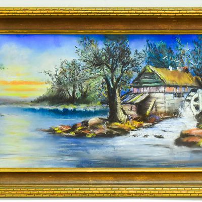 'RIVERSIDE MILL' PASTEL ATTRIBUTED TO WILLIAM CHANDLER