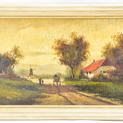 J. DALEN 'DUTCH COUNTRYSIDE LANDSCAPE' OIL PAINTING