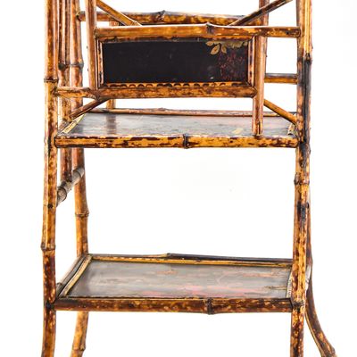 VICTORIAN BAMBOO AND LACQUER ANGLO-JAPANESE CANTERBURY