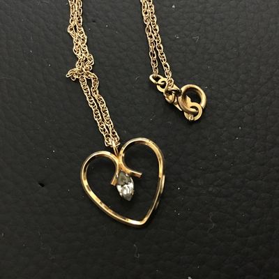 Krementz Vintage Rhinestone Heart Necklace